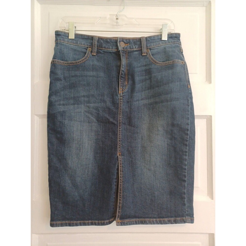 Banana Republic blue denim pencil skirt 6 pockets midi classic American Western